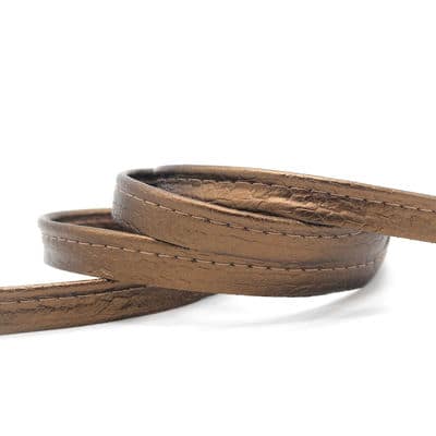 Crackled faux leather ribbon - bronze 