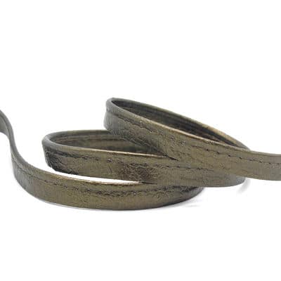 Crackled faux leather ribbon - barrel grey 