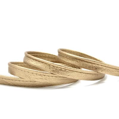 Crackled faux leather ribbon - gold