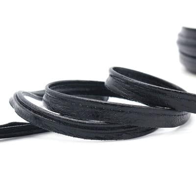 Crackled faux leather ribbon - black