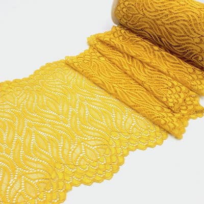 Elastic lace with flames - yellow