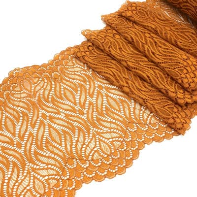 Elastic lace with flames - rust-colored