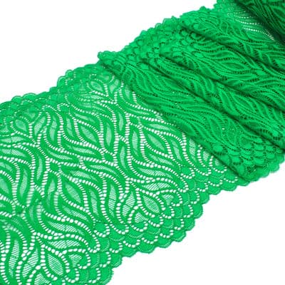 Elastic lace with flames - green