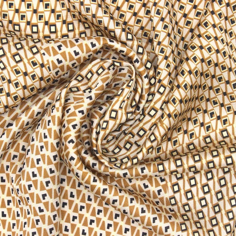 Polyester fabric with graphic print - beige