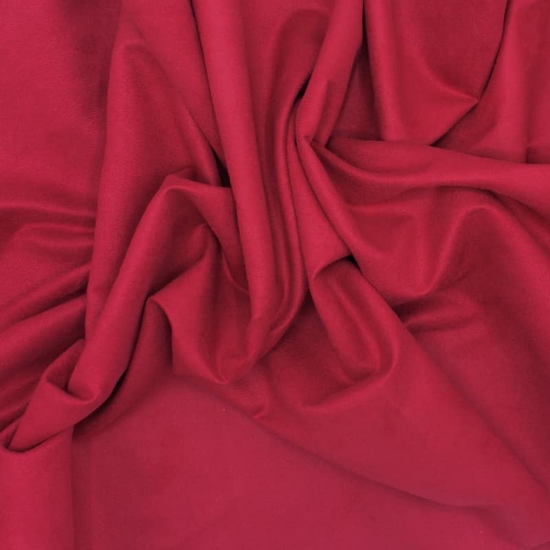 Tissu Suédine uni rouge rubis