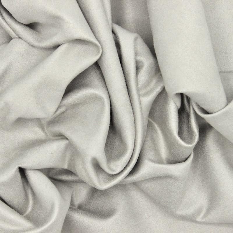 Suedine fabric - plain pearl grey