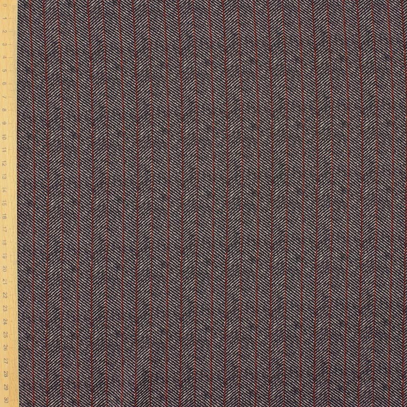 Polyester stof met visgraatdessin - bruin