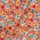 Fabric in cotton and polyester with flowers - coral