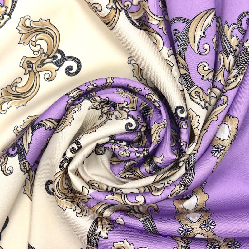 Panel in satin twill with pattern - purple 