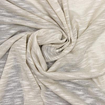 Flamed knit fabric with golden thread - beige 