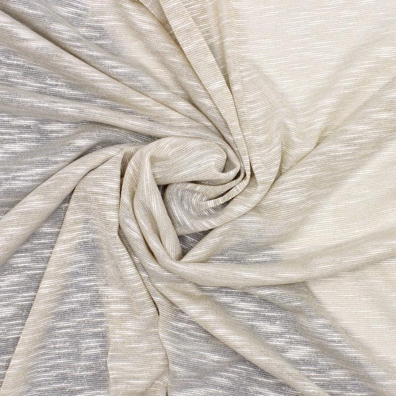 Flamed knit fabric with golden thread - beige 
