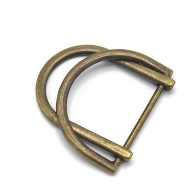 Metal buckle with double rings - old gold