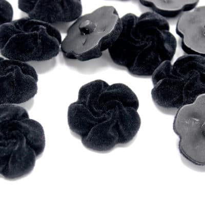 Velvet flower button - black