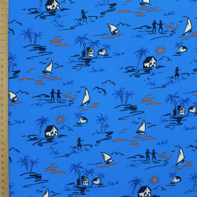 Viscose fabric with travel - blue 