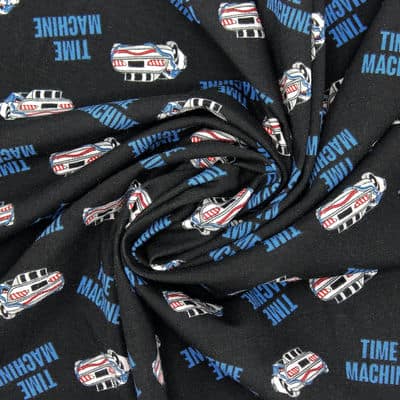 Cotton jersey fabric with cars - black 