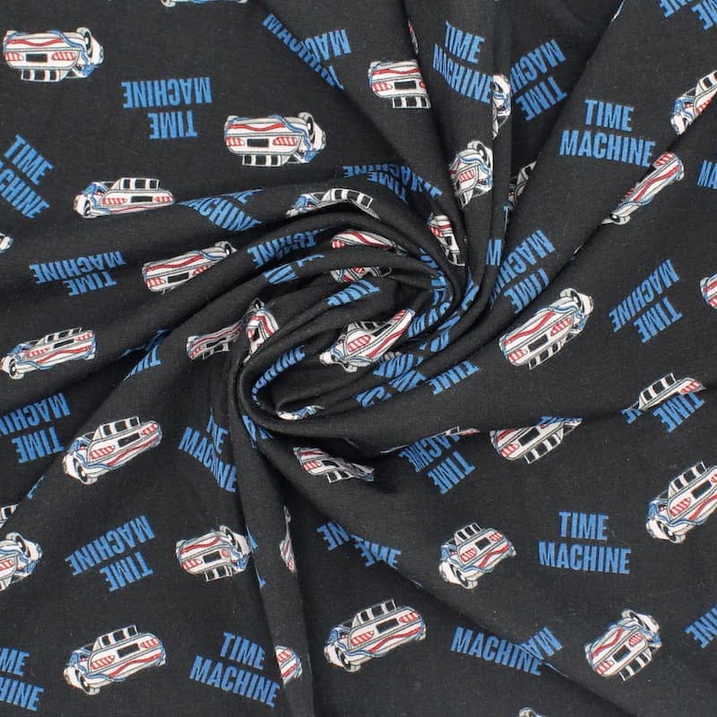 Cotton jersey fabric with cars - black 