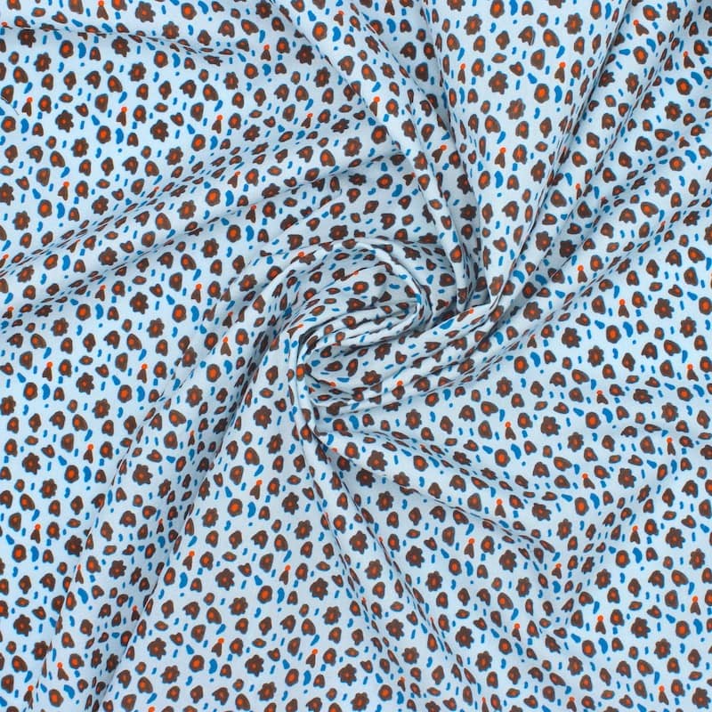 Cotton fabric with small flowers - sky blue 