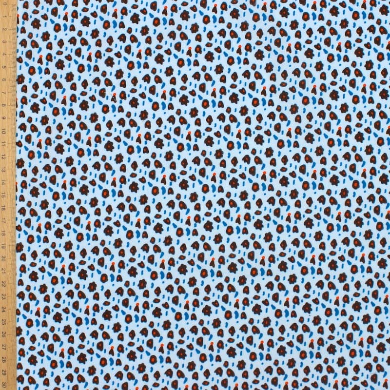 Cotton fabric with small flowers - sky blue 