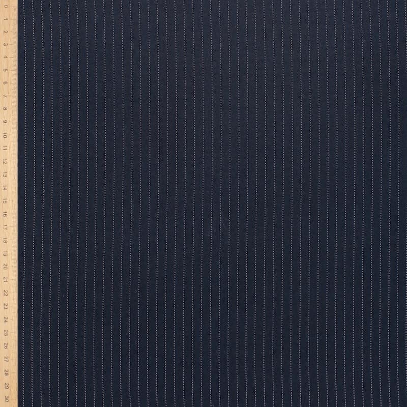 Striped polyester fabric - navy blue 