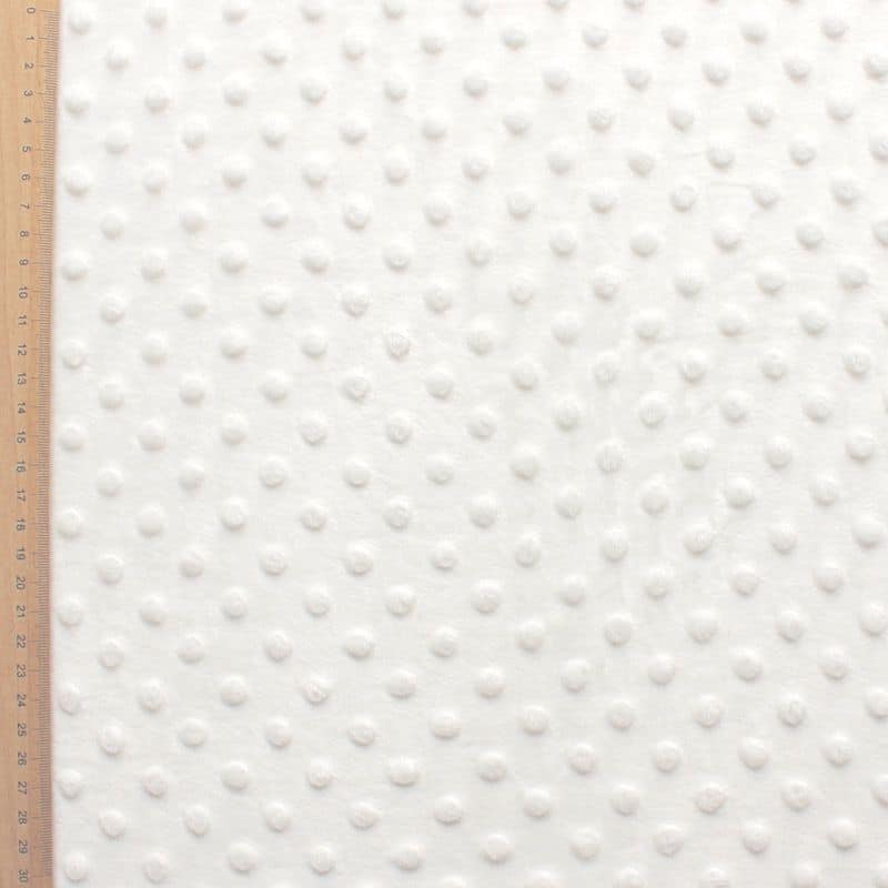 Minky velvet with embossed dots - white 