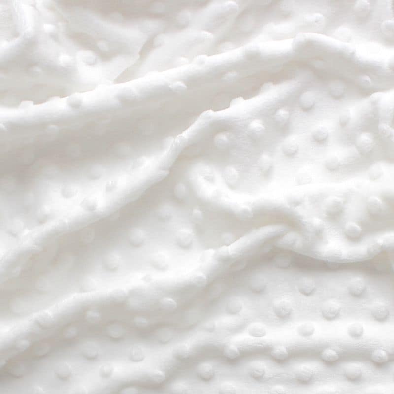 Minky velvet with embossed dots - white 