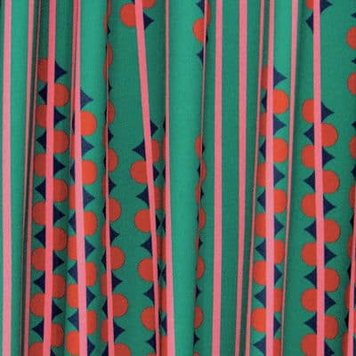 Cotton fabric with twill weave and graphic print - green 