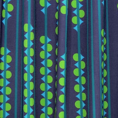 Cotton fabric with twill weave and graphic print - indigo 