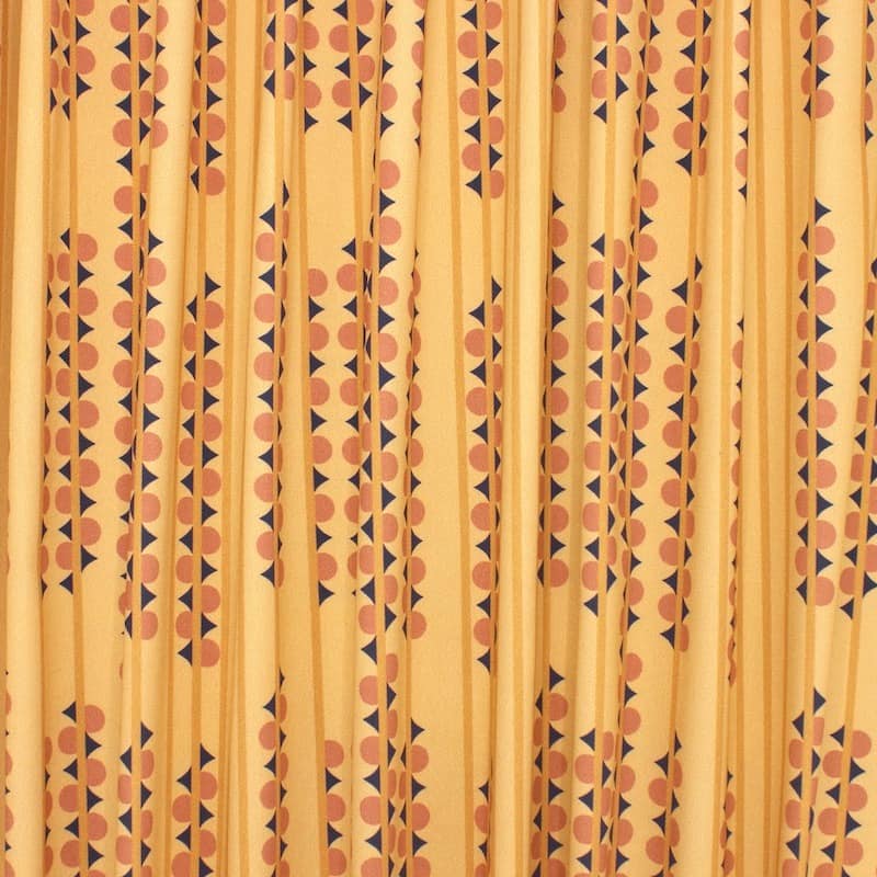 Tissu coton sergé graphique - moutarde