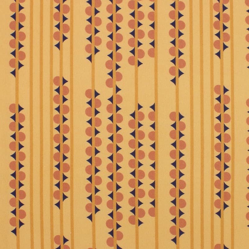 Cotton fabric with twill weave and graphic print - mustard yellow 
