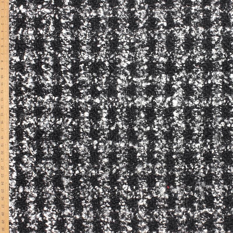 Wool fabric with loops - black and white 