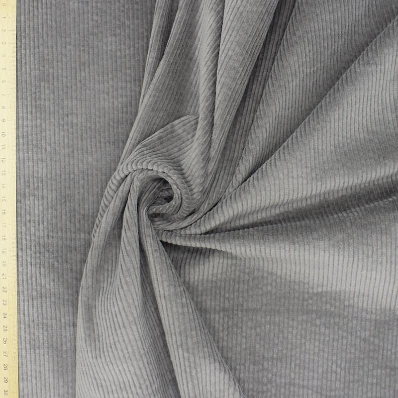 Tissu velours côtelé - gris