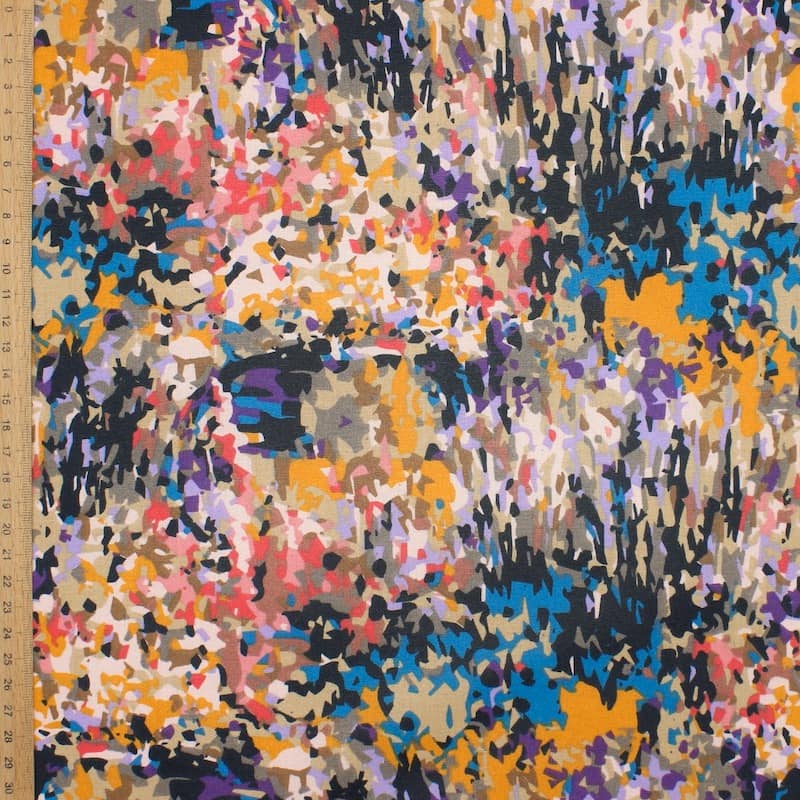Tissu coton enduit motifs - multicolore