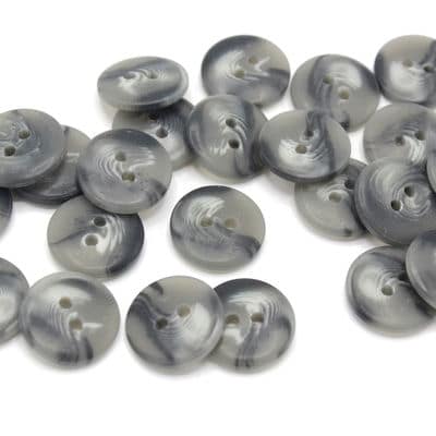 Round button - marbled grey and black