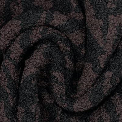 Tissu laine bouclette double face - noir et brun