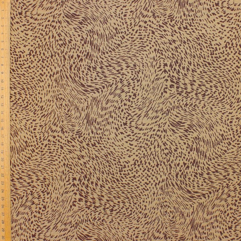 Printed jersey fabric with animal fur print - beige 