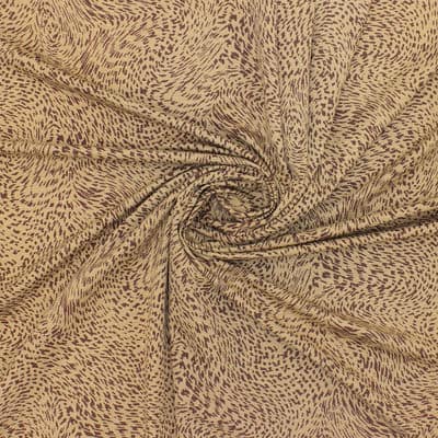Printed jersey fabric with animal fur print - beige 