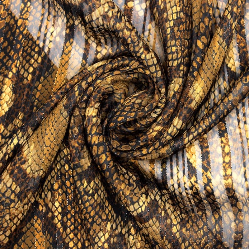 Veil with snake skin and golden thread - brown 