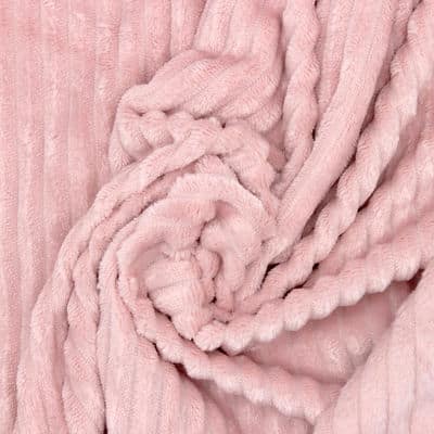 Tissu velours minkee côtelé - rose