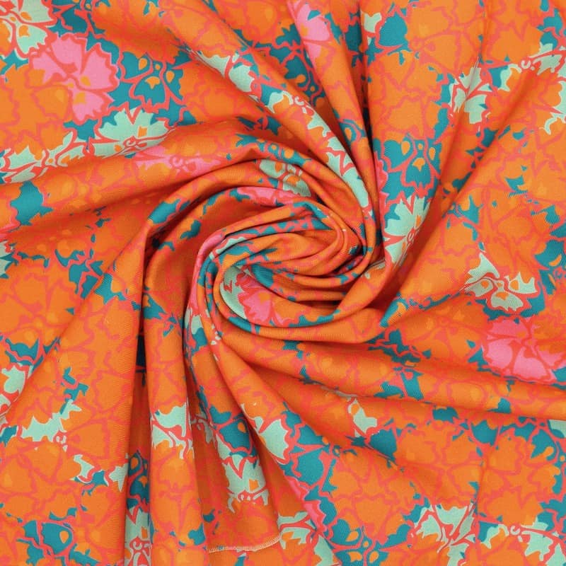 Twill de coton fleurs - orange