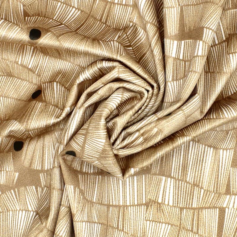 Velvet fabric with graphic print - beige