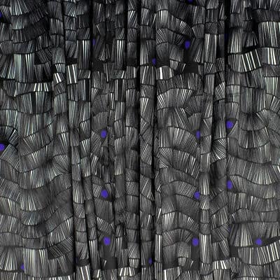 Velvet fabric with graphic print - black 