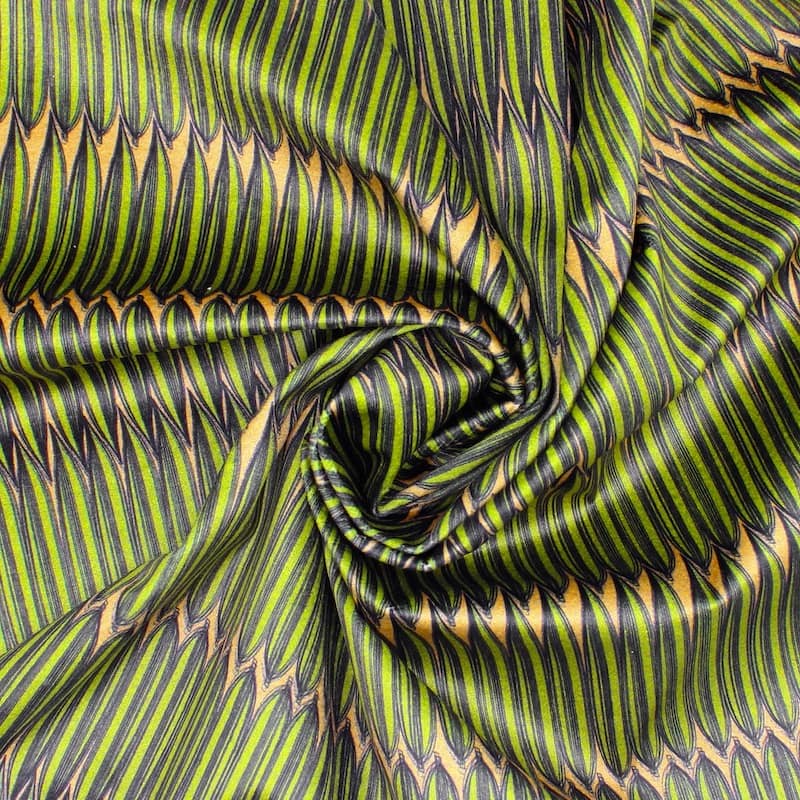 Velvet fabric with graphic print - anise green