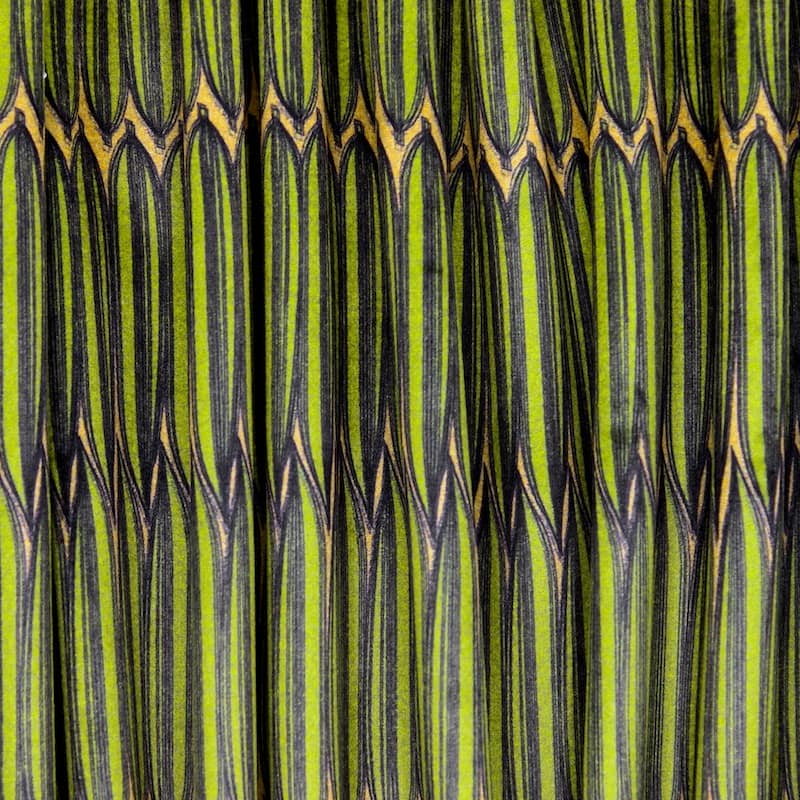 Velvet fabric with graphic print - anise green