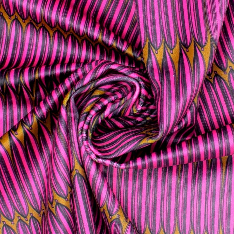 Velvet fabric with graphic print - fuchsia 