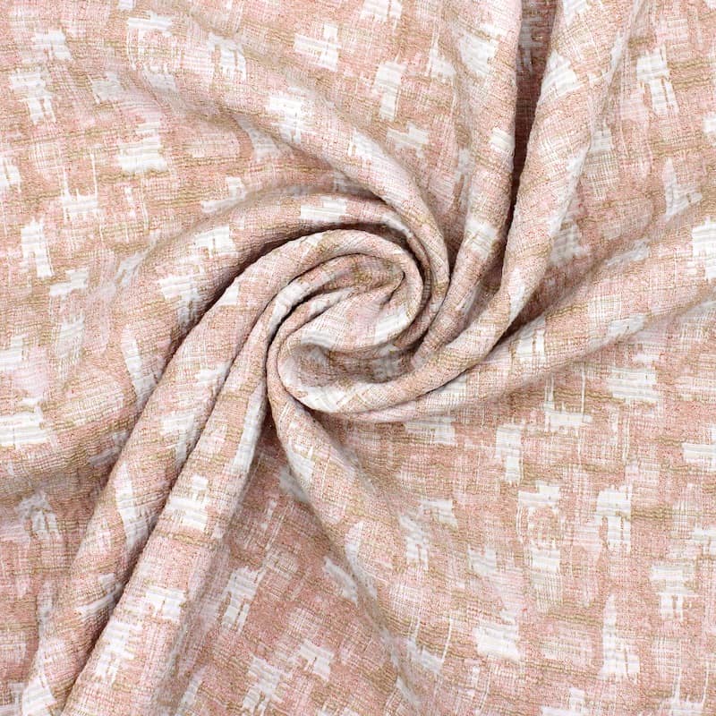 Jacquard fabric - pink and beige 