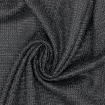 Checkered fabric 100% wool - black and grey 