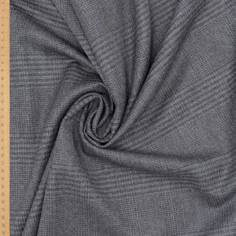 Tissu 100% laine carreaux -gris
