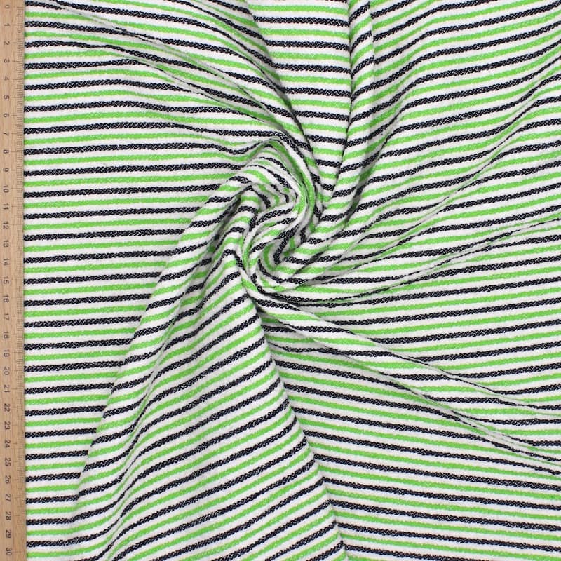 Tissu jacquard coton rayures - vert
