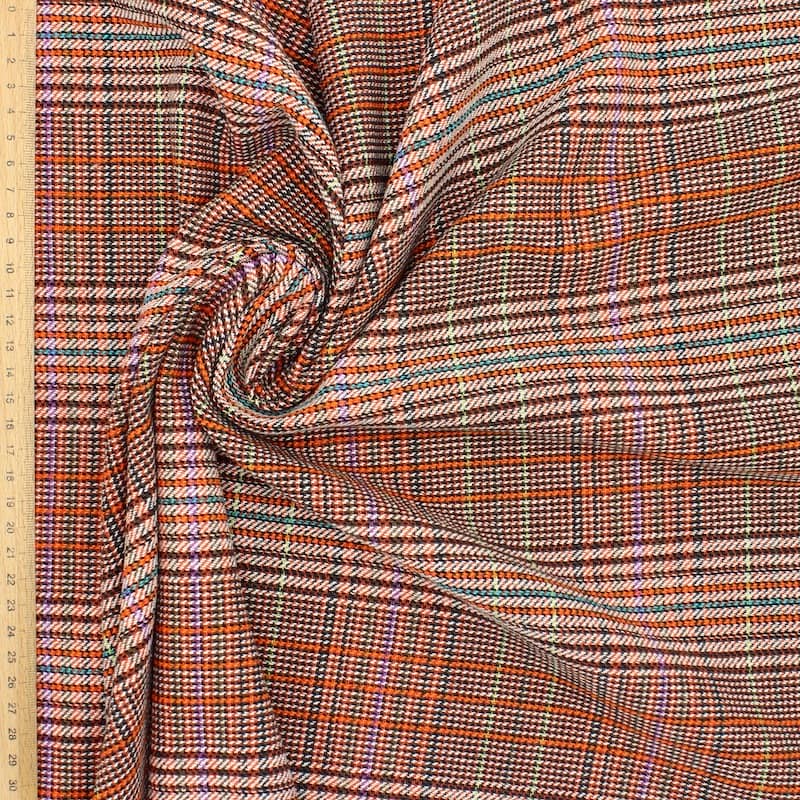 Extensible checkered jacquard fabric - multicolored