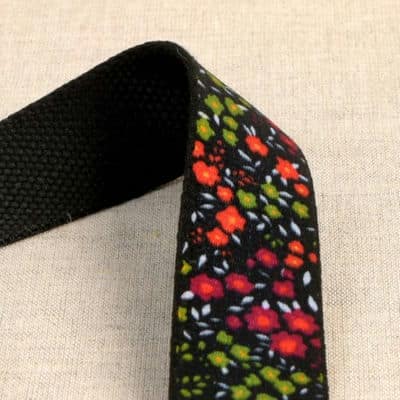 Strap with flowers - black 